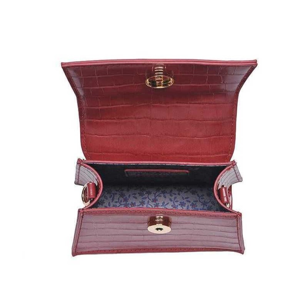 Mini Croc Retro Classic Clutch Crossbody Handbag with Zipper Closure - Picture 5 of 7